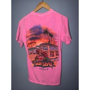 Comfort Colors Surf Style Gulf Shores AL Pink Graphic T-Shirt Woodie Wagon